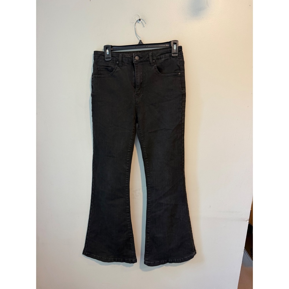 Risen Los Angeles Black Flare Jeans Size 7/28 RDP1503U High Waist Denim Pants
